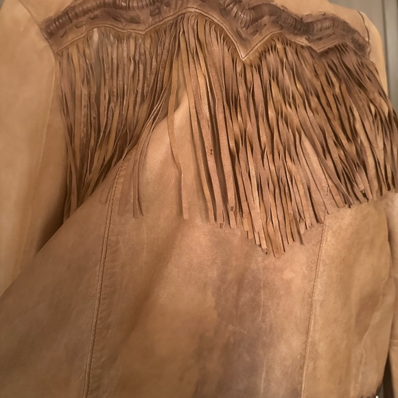 Zara NwT Fringed Tan leather jacket , size M - Picture 13 of 13